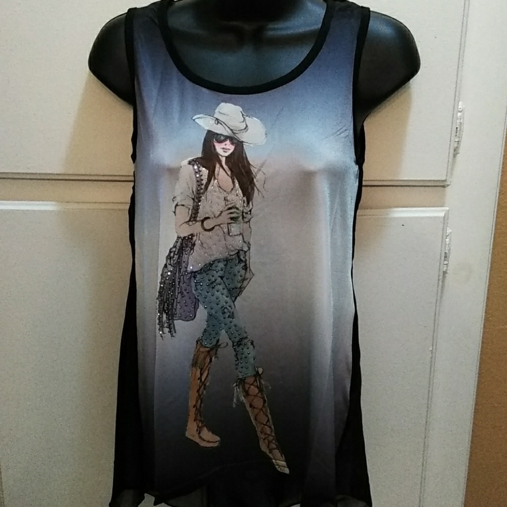 Cowgirl print tank